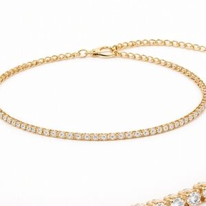 Gold Diamond Anklet | 8.5" + 2.5" Extender | Sparkling Tennis Style Anklet |